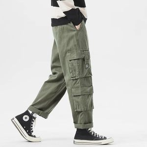 Men's Jeans Multi-Pocket Cargo Pants Men's Straight Loose Large Size Spring and Autumn Pure Cotton Trendy Personality Ruan Handsome Casu 231101