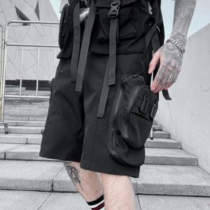 Pantaloncini da uomo Estate stile gotico Punk Techwear Elegante per uomo Nero Grigio Comodo carico maschile traspirante