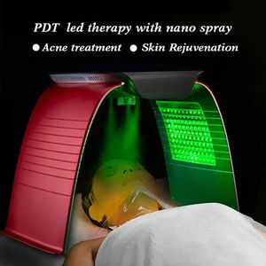 Máscara facial de terapia de luz led pdt, 7 cores, com pulverizador quente e frio, para rosto, pescoço, corpo, rejuvenescimento da pele, tratamento de acne, anti-envelhecimento