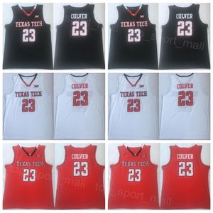 Texas Tech Star Jersey 23 Jarrett Culver College Basketball Camisa Universidade Universidade Costura cor preta branca para fãs esportivos