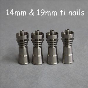 Titanium Domeless Nail GR2 14mm 19mm Joint Tools Male Female Carb Cap Dabber Grade 2 Ti Nails281E