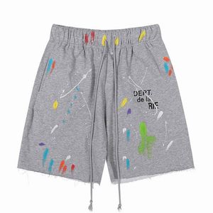 Mens Womens gallerydept shorts American Fashion Brand Hand-painted Splash Printing Pure Cotton Terry Shorts Fog High Street Loose Pants Couples Casual Pants ag