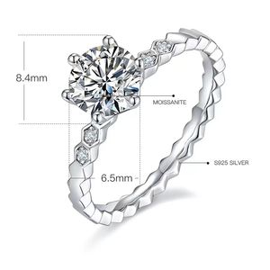 Anel de designer 6,5 mm anéis de moissanite para mulheres anel de diamante anel de amor anel de noivado presente do dia dos namorados chapeamento de platina anéis de ouro bague M14A 5A com caixa de presente