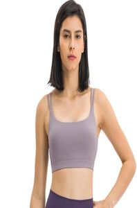 L019 U Neck Yoga Bra Outfits Dupla Alça de Ombro Camis Regatas Fitness Wear Exercício Atlético Runningt Sports Gym Roupas Wom2591886