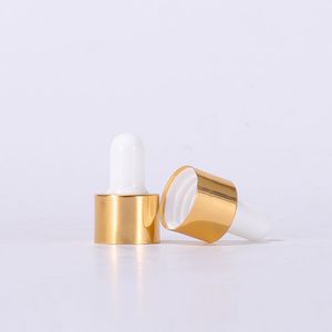 10-50 ml dunkelbraune Augentropfflasche mit weißem Gummikopf und goldenem elektrochemischem Aluminiumring