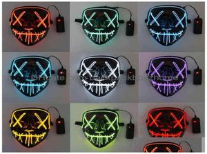 Máscaras de festa Horror LED Luminoso Brilhante Máscara de Halloween Neon El Hallowmas Masque Masquerade Cosplay Escuro Suprimentos Engraçados Vtm0642 Dro6765746