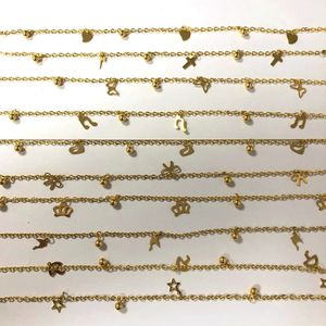 Anklets Random 9Pcs/lot Butterfly Heart Star Cross Gold Color Stainless Steel Anklets For Women Indian Jewelry Summer Beach-Barefoot 231031