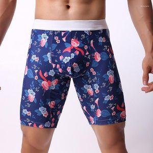 MUITAS PONTES Long Boxer Men Rouphe Roupa 3D Boxers de impressão Compressão sob camada calcinha curta sexy respirável macio