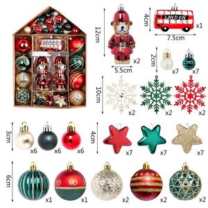 Decorações de Natal Bola de Natal 70pcs Bola de desenho colorida Bola em formato especial Casa de bola em caixa Enfeites de árvore de Natal Kit de decorações de Natal 231101