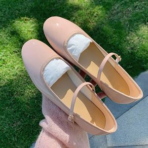 Dress Shoes Japanned Leather Ballets Woman Belt Strap Lolita Flats French Mary Jeans Femme Shallow Loafers JK Cosplay Shoes Women Moccasins 231031