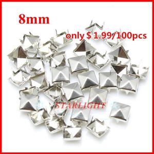 Nähutensilien oder Werkzeuge, Nieten und Spikes, 8 mm, Pyramiden-Nieten, Silber, Punk-Rock, DIY-Nieten, Spikes, 1000 Stück, Lot 335t