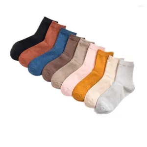 Женские носки, 10 шт., 5 пар/лот, весенне-осенний модный бренд, спортивные, высокое качество, повседневные женские носки из бамбукового волокна, размер 35-39