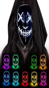 Maschera horror di Halloween LED Maschere di spurgo incandescenti Elezione Mascara Costume DJ Party Light Up Glow In Dark 10 colori fast8510303