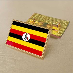 Party Uganda Flag Pin 2.5*1,5 cm Zink Die-Cast PVC Color Coated Gold Rectangular Medallion Badge utan tillsatt harts