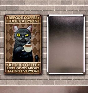 Husdjur sy svarta katter och bakning kaffe min herre rumpa tenn metall teckna hem pub bardekor målning 2030 cm storlek dy2244409626