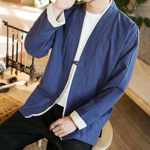 Herrjackor Stylish Men Jacka Open Seam Packet Coat Mid-Sleeved Cardigan Coats Retro Design Soft Polyester för bekväm