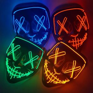 Party Decoration LED Glowing Scary Mask Masque Masquerade Glow Neon Masks Halloween Cosplay Horror Props