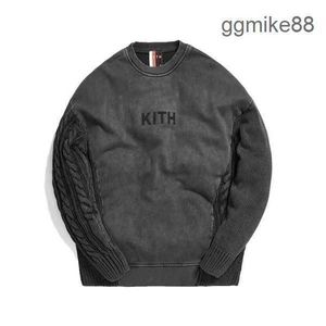 Kith Defans Autumn and Winter Kith Batik Washed Seater Round Neck Pullover Men Hoodiesスウェットシャツのセーター