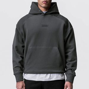 Moletom Com Capuz Masculino Outono e Inverno Novo Suéter Masculino Marca de Moda Europeia e Americana Cor Sólida Suéter Com Capuz Masculino Ombro Gota Versátil Casaco Esportivo