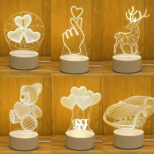 Luci notturne 3d luci notturne acriliche lampada a led USB decorazioni natalizie lampada da tavolo decorazioni per feste di compleanno decorazioni per San Valentino al letto Luce P230331