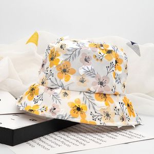 Basker mode blomma tryck hinkar hatt kvinnor transparent panama spets blommor fiskare strand sol mössa sommar damer kvinnligaberets