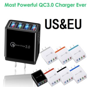 AC Home Travel Wall Charger 3.1A 4 Ports EU US Power Adapters för iPhone 11 12 13 14 15 Samsung Huawei Android Phone PC