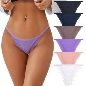 Women's Panties 3pcsset Sexy Solid Lace Low Waist Cute Girls' Thin Belt Triangle Pants Underwear G String Large Size SXL 231031