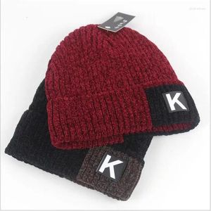 Berets Winter Hat Men's Knitted Korean Version Of The Warm-Up Hood With Extra-Thick Wool Chenille Outdoor Riding Cap Trend