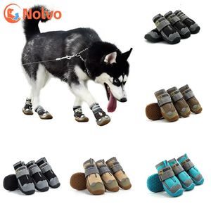 Husdjurskyddsskor Robust antislip Dog Breattable Safety Reflective Booties Outdoor Dåliga valpstövlar för små medelstora hundar 231031