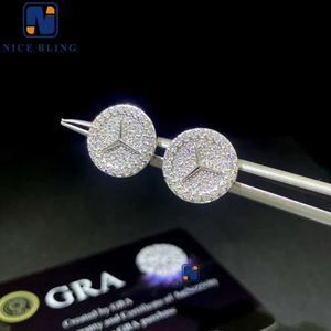 Хип-хоп изготовленные на заказ прямые продажи с фабрики Bling Iced Out Gra позолоченные мужские серьги-гвоздики из муассанита