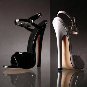 Sexig ankelband Sandaler Plus: 36-45 46 Summer High-Heeled 16/18cm Ultra Thin Heels Shoes Woman Club Pumps