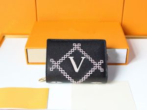 2023 Fashion wallet designer women luxury mini black and pink wallets classic ladies cardhold and moneyhold leather purse