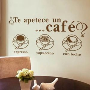 Наклейки на стену Te apetece un cafe виниловые наклейки на испанском языке для столовой, кухни, украшения стен, окон sp12 231101