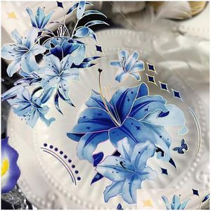 Presente Envoltório Presente Envoltório 5m Incrível Gelo Esmagado Azul Brilhante Shell Pet Fita Diário Colagem Material DIY Scrapbooking Cartão Fazendo Decoração Plano Dhvhg