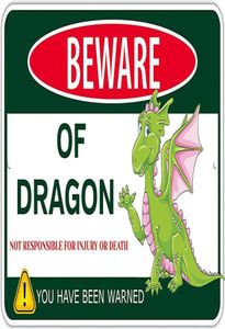 Akta dig för Dragon Metal Tin Sign Funny Dragon Sign Gifts For Boys Room Wall Decorkids Dragon Tank Products Badrum Baby8304388