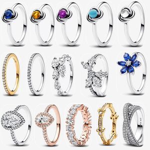 Anéis de casamento de designer para mulheres presente de feriado de Natal lance ajuste Pandoras Disnes alternando anel de banda brilhante moda de alta qualidade jóias de diamante de luxo