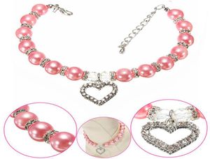 Bling Rhinestone Cat Dog Collar Pearl Necklace Alloy Diamond Puppy Pet Collars Leashes For Dogs Mascotas Dog Accessories1106451