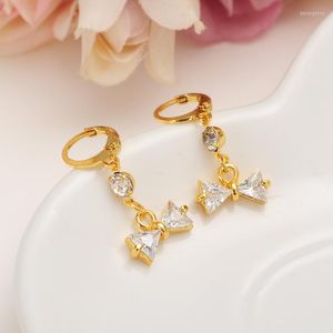 Ohrstecker Bangrui Goldfarben Farbe Zirkon Edelstein Große Marke Bowknot Kleine Dangler Für Frauen Modeschmuck