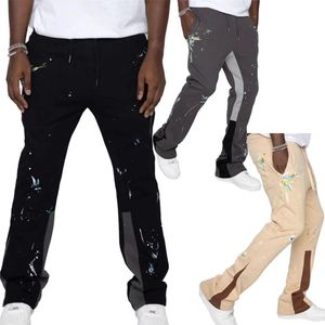 Men's Pants high quality trousers pants fleece joggers flared sweatpants men stacked sweat 231031