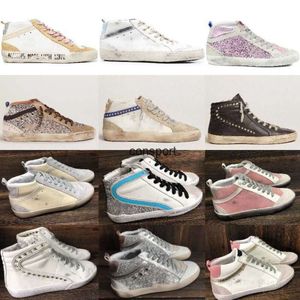 Designers Sneakers Casual Shoes Trainers Men Shoe High Top Golden Mid Slide Star Sequin Classic White Do-Old Dirty