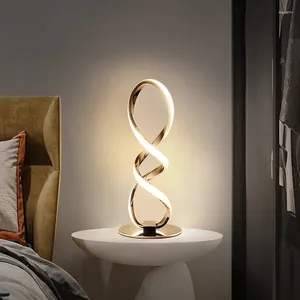 Table Lamps Modern LED Lamp Desk Decor Line Silver Gold Lights Study Bedroom Bedside Living Room Office Bookcase Bar Home Fixtures