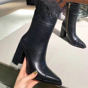 Luksusowe buty damskie Drukowanie Martin Booties platforma robocza rozruch śnieżny lady brązowe czarne białe buty kostki na wysokim obcasie 9,5 cm buty zimowe 2020 nowe 03