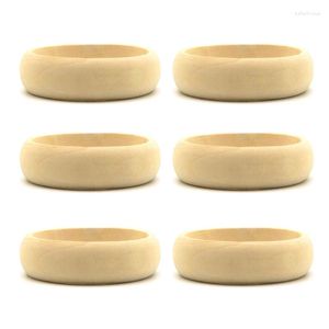 Bangle 6 Pieces Unfinished Wood Bangles Bracelet Natural Round Wooden Ring For Art & Craft Project DIY Jewelry Making