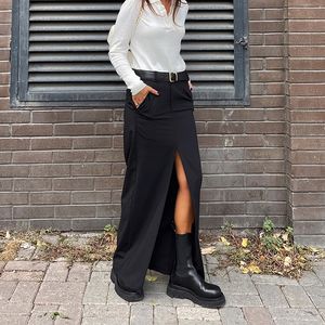 Fashion Skirt Elegant Slit Long Skirts For Women 2023 Office Lady Womens Sexy Straight Skirts Party Spring Casual Clothes