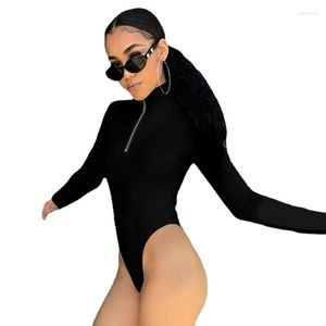 Women's T Shirts Long Sleeve High Neck Skinny Bodysuit Solid Sexy Body Suit