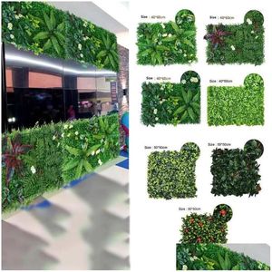 Decorative Flowers Wreaths Decorative Flowers 1Pc Artificial Grassland Simation Moss Lawn Turf Fake Green Grass Mat Carpet Diy Micro Dh3S0