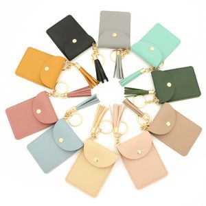 Nya kvinnors armbandskorthållare Silikonkedja Banglang Bangle Plånbok Armband Keychain Pocket Coin Purse Läder Tassel Key Ring FY3454 SS0401