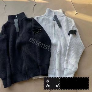 Designer Cardigan maglione Cardigan Knit Stones Island S Moda uomo Lettera Bianco Nero Abbigliamento a maniche lunghe Cerniera pullover fascia da braccio m-3xl