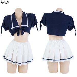 Ani Student Girl Anime School Sailor Unifrom Women Beach Swimsuit Outfits Costumes Cosplay Pleated Kirt Cosplay