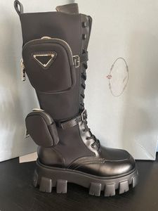 Stivali in tessuto in pelle spazzolato e in tessuto in nylon Monolite Mini Bag Lule Combat Combat Women Biker Biker Australia Platform Teli Sneaker invernali Taglie 35-41